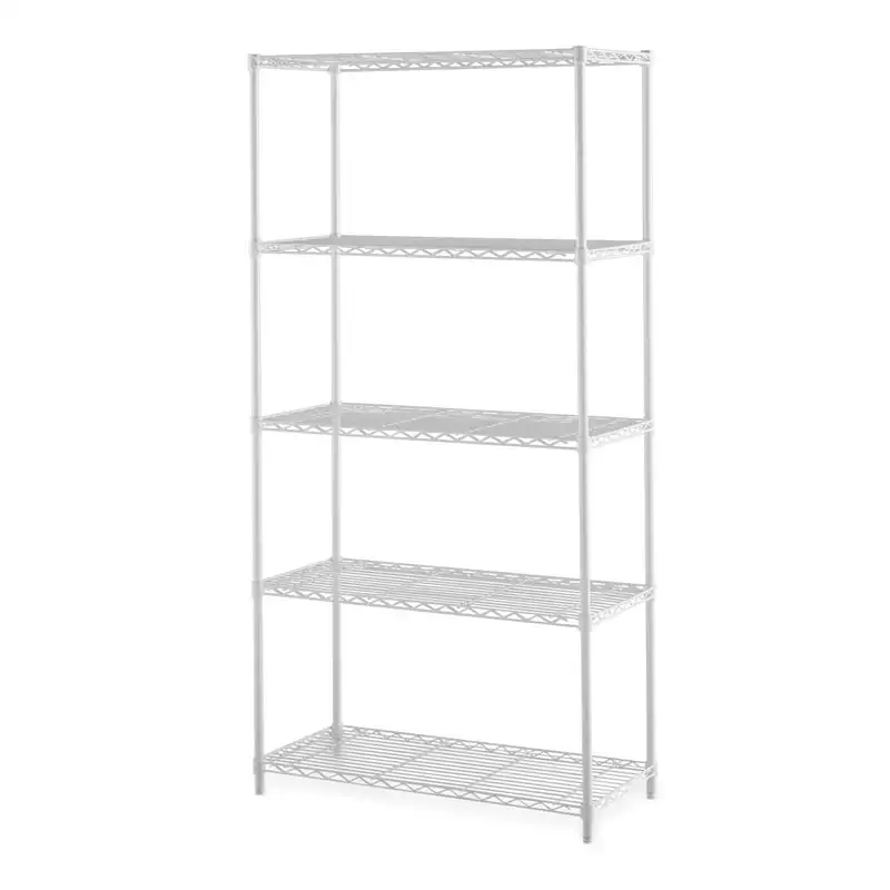 

Stylish 16"D x 72"H 5-Shelf Wire Shelving Unit, Durable & Sturdy White Storage Rack for Kitchen Living Room Office.
