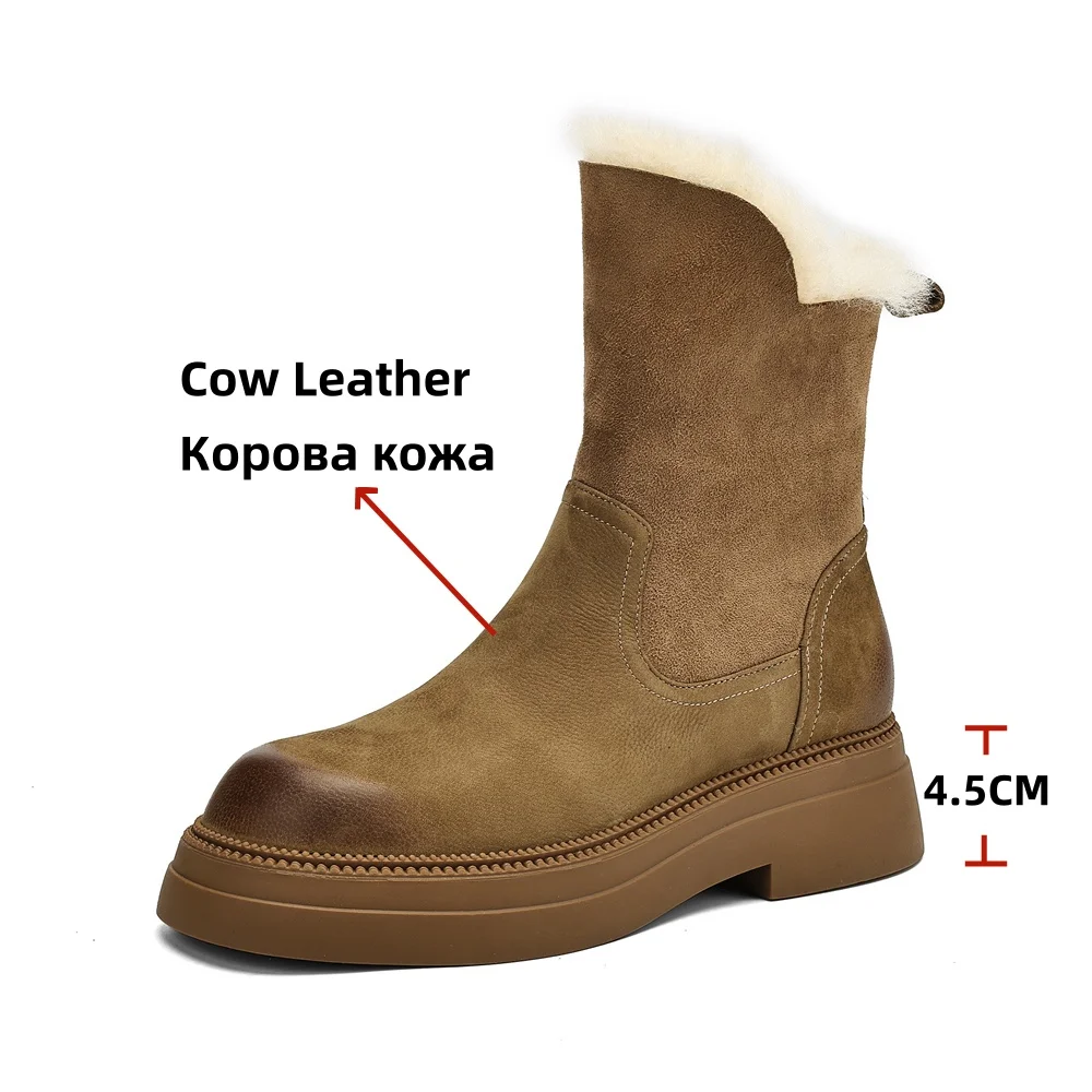 FEDONAS модные теплые женские ботильоны из натуральной кожи шерстяные зимние