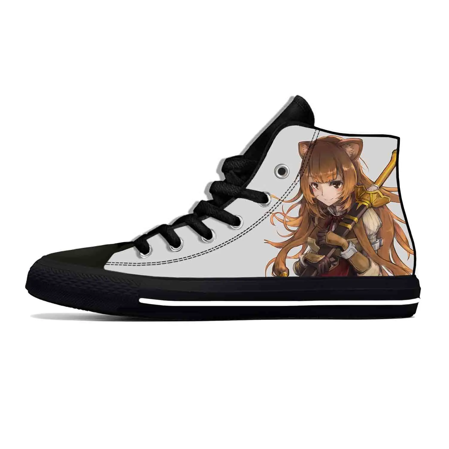 

Hot Anime The Rising Of The Shield Hero Raphtalia Casual Cloth Shoes High Top Lightweight Breathable 3D Print Men Women Sneakers