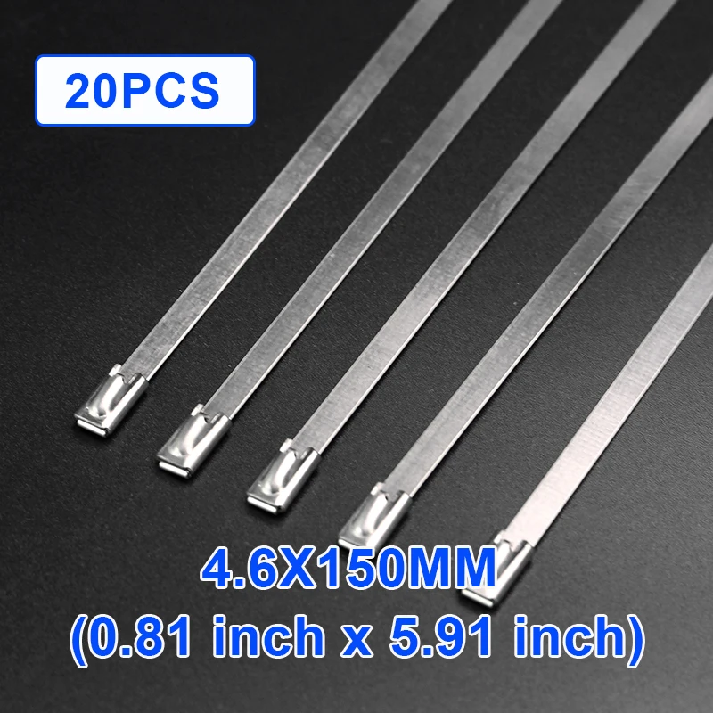 

20 шт., кабельные стяжки из нержавеющей стали, длина 150/200/300 мм