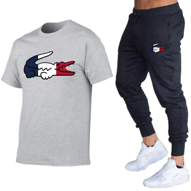 

2022 New Casual T-Shirt jogger Men's Set Sportswear Summer Men's Suit Two-Piece T-Shirt Pants Tracksuit Men Sweater Sports Suit