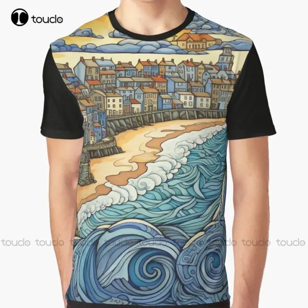 

Swirling Sunrise At Newquay Graphic T-Shirt School Shirts For Girls Digital Printing Tee Shirts Christmas Gift New Popular
