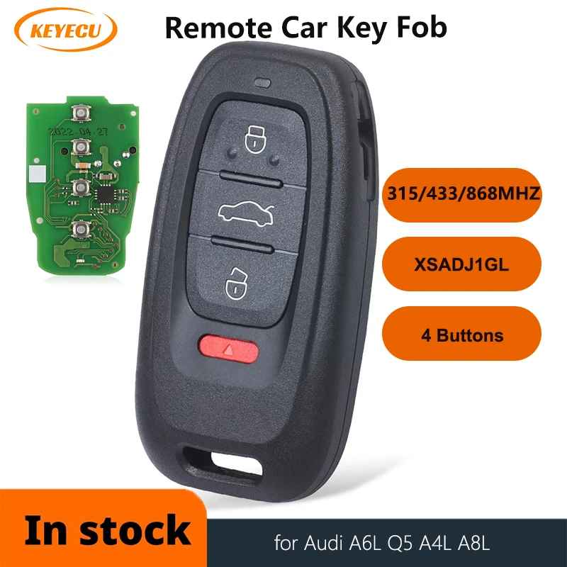 

KEYECU XHORSE XSADJ1GL VVDI Smart Remote Control Car Key for Audi A6L Q5 A4L A8L Keyless Go P/N: 754J Fob 315MHz 433MHz 868MHz