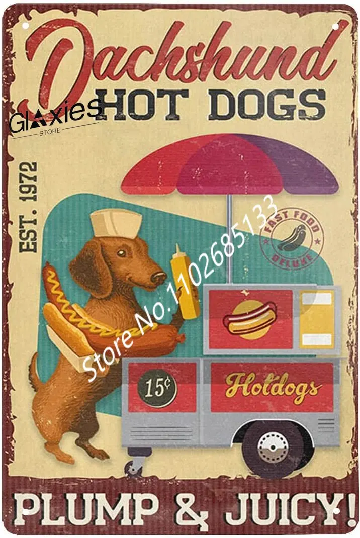 

Dachshund Dog Hot Dog Company Metal Signs Outdoor Retro Metal Tin Sign Vintage Sign for Home Coffee Wall Decor 8x12 Inch