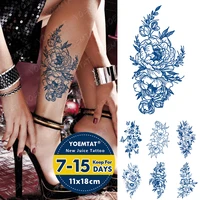 ink juice waterproof temporary tattoo stickers rose peony butterfly body art blue transfer fake tatto men ladies lasting tattoos