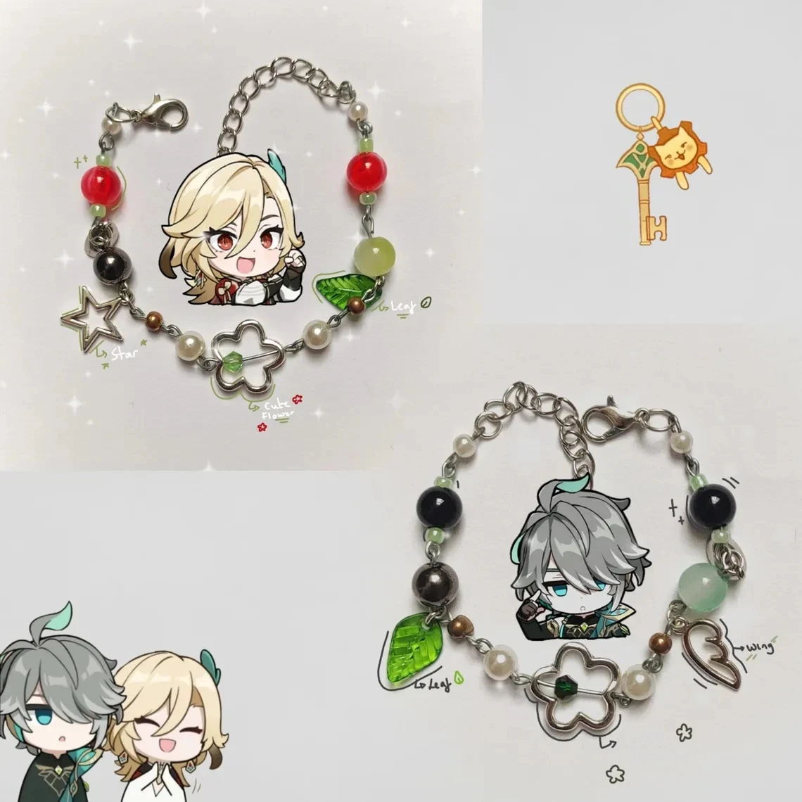 Al Haitham и Kaveh — одинаковые браслеты в стиле Genshin Impact магниты форме сердца для