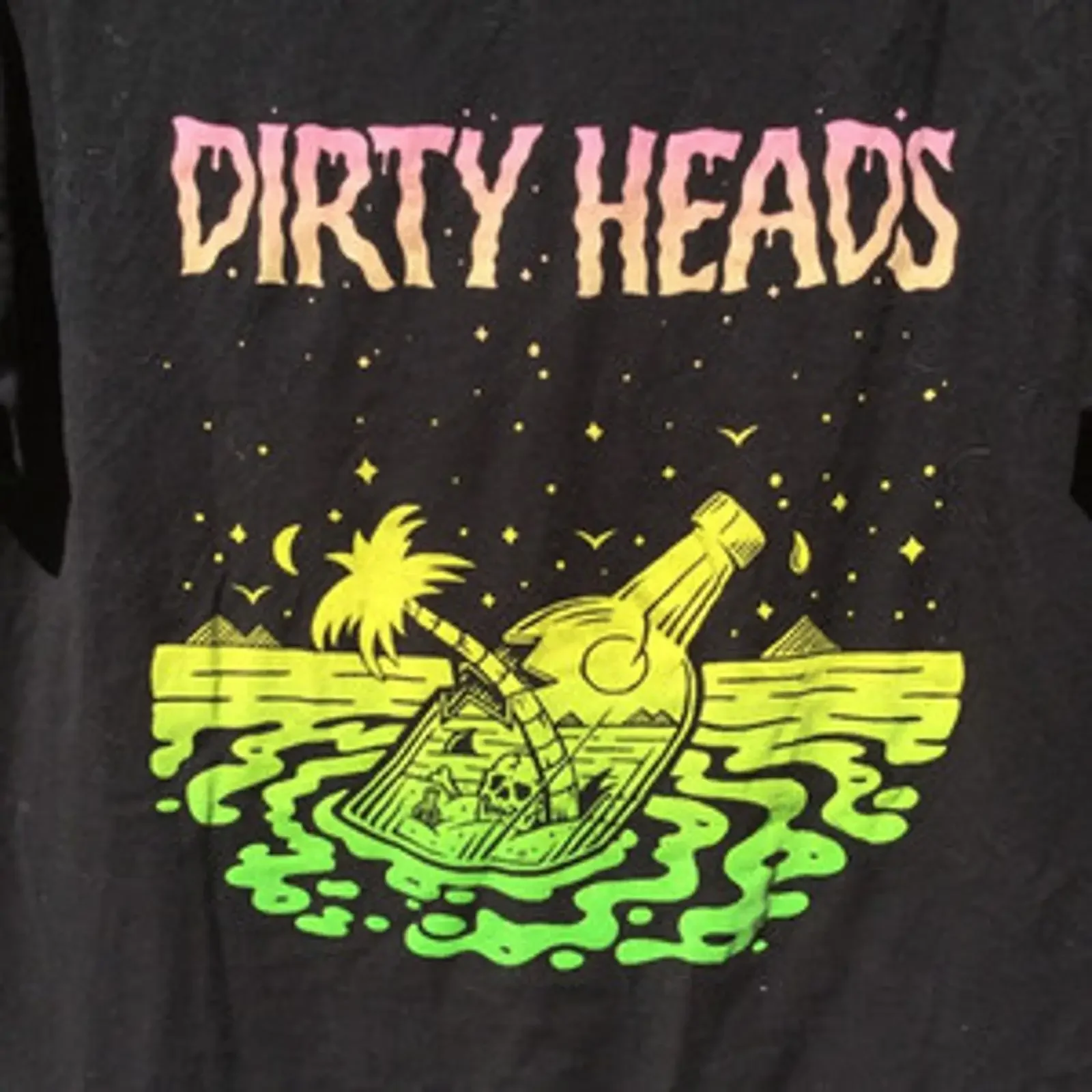 Фото Футболка Dirty Heads Band Negra, все размеры от S до 45XL, JN2094, винтажная, с эффектом потертости, графический принт, уличный стиль, удобная. №1