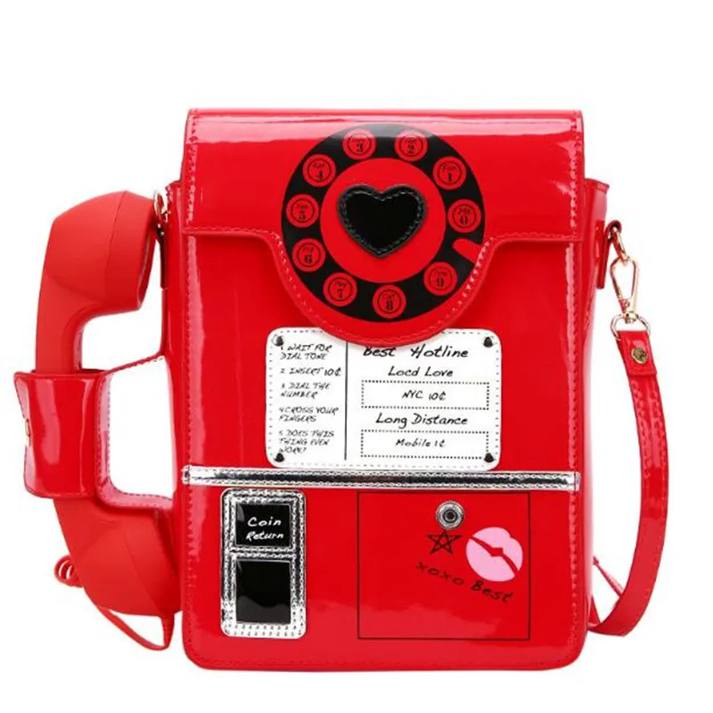 2022 Pink Telephone Shaped Purses and Handbags for Women Retro Phone Top-Handle Shoulder Bags Crossbody Bag Fashion Female Totes