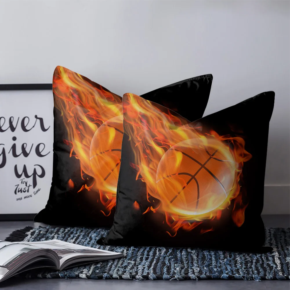 

Баскетбольное пламя, 2 шт., наволочка для дивана, спальни, чехол для подушки, для беседки, балкона, современное домашнее искусство