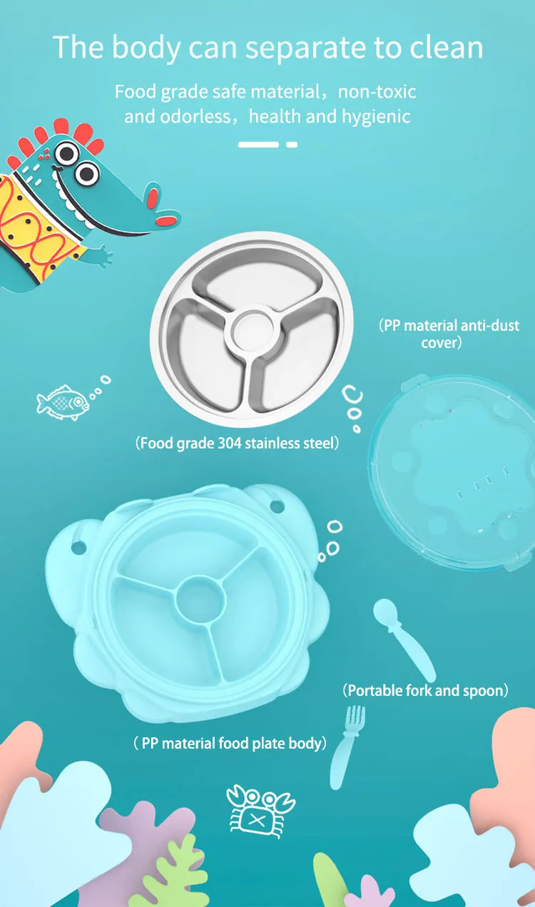 Интересная тарелка для краба из нержавеющей стали с вилкой и ложкой