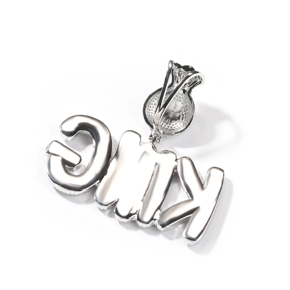 Uwin Custom Cursive Name Pendant With Dollar Bag Iced Out Cubic Zirconia Charm DIY Letters Necklace For Women Fashion Jewelry