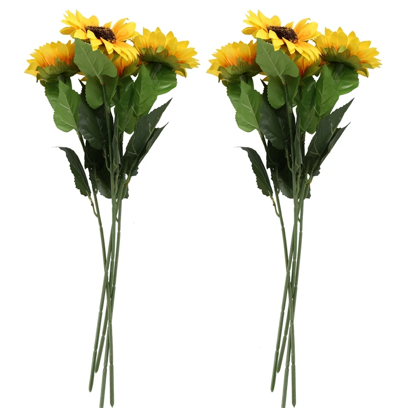 

HOT SALE 8 Pcs Artificial Sunflowers Big Head Long Stem Artificial Silk Flowers For Home Hotel Office Wedding Party