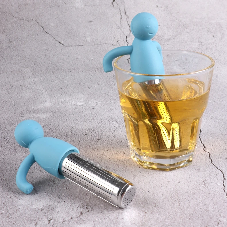 

Silicone Tea Strainer Interesting Life Partner Cute Mister Teapot MR Little Man People Tea Infuser Filter Brewing Making Teapot