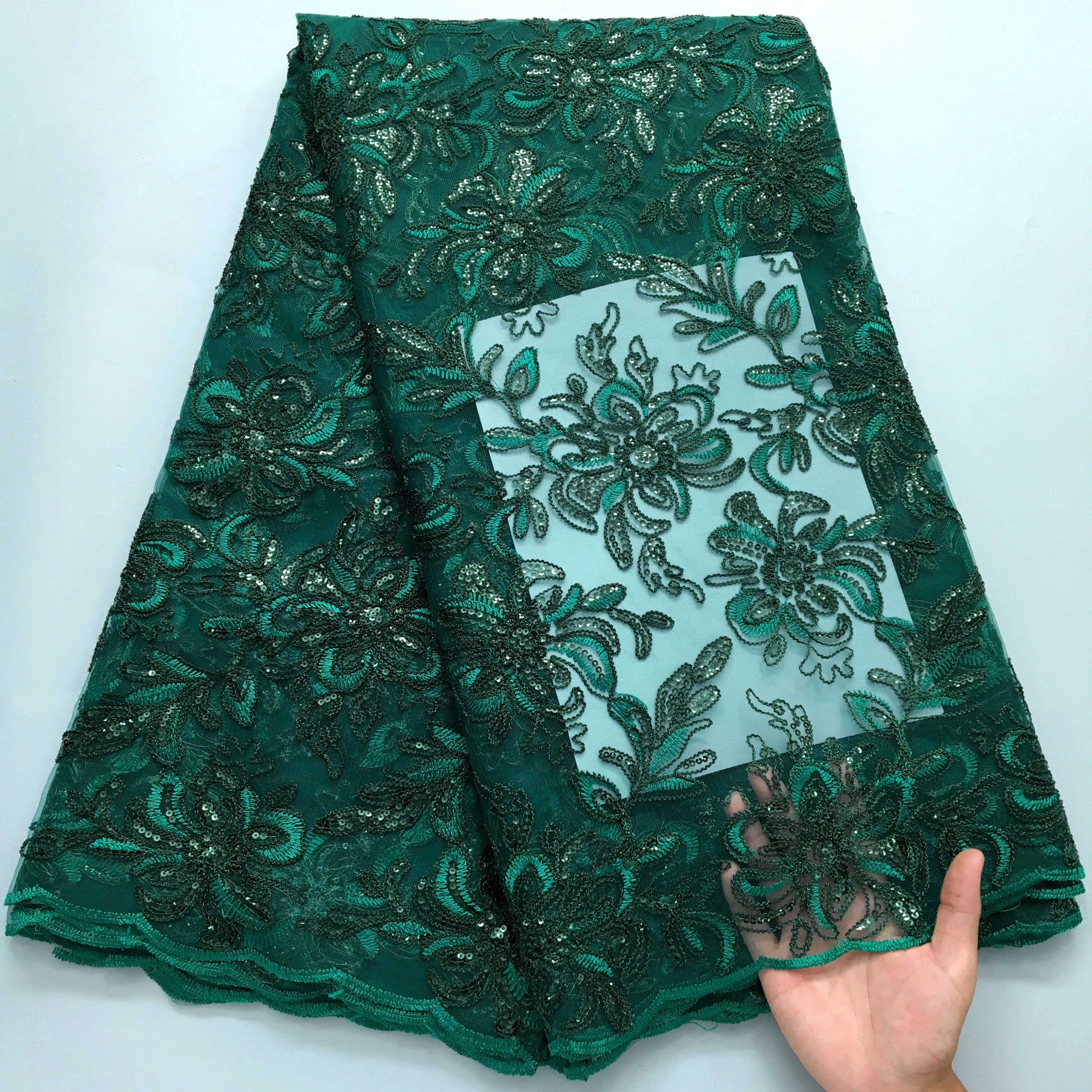 Sjd 2024 Высококачественная Африканская Сетчатая Кружевная Женская Блестящая Ткань