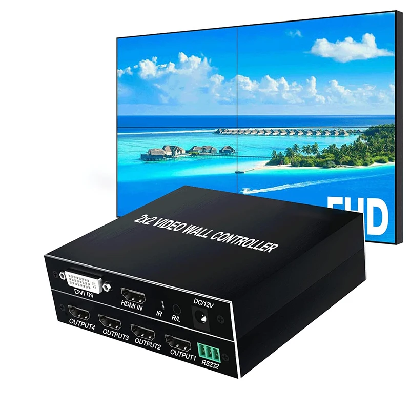 

Контроллер видеостены 2x2 HDMI 1080P 1x2 1x3 1x4 2x1 3x1 4x1 ТВ-процессор для сращивания 4 экрана, дисплей для сращивания, вращение на 180 градусов