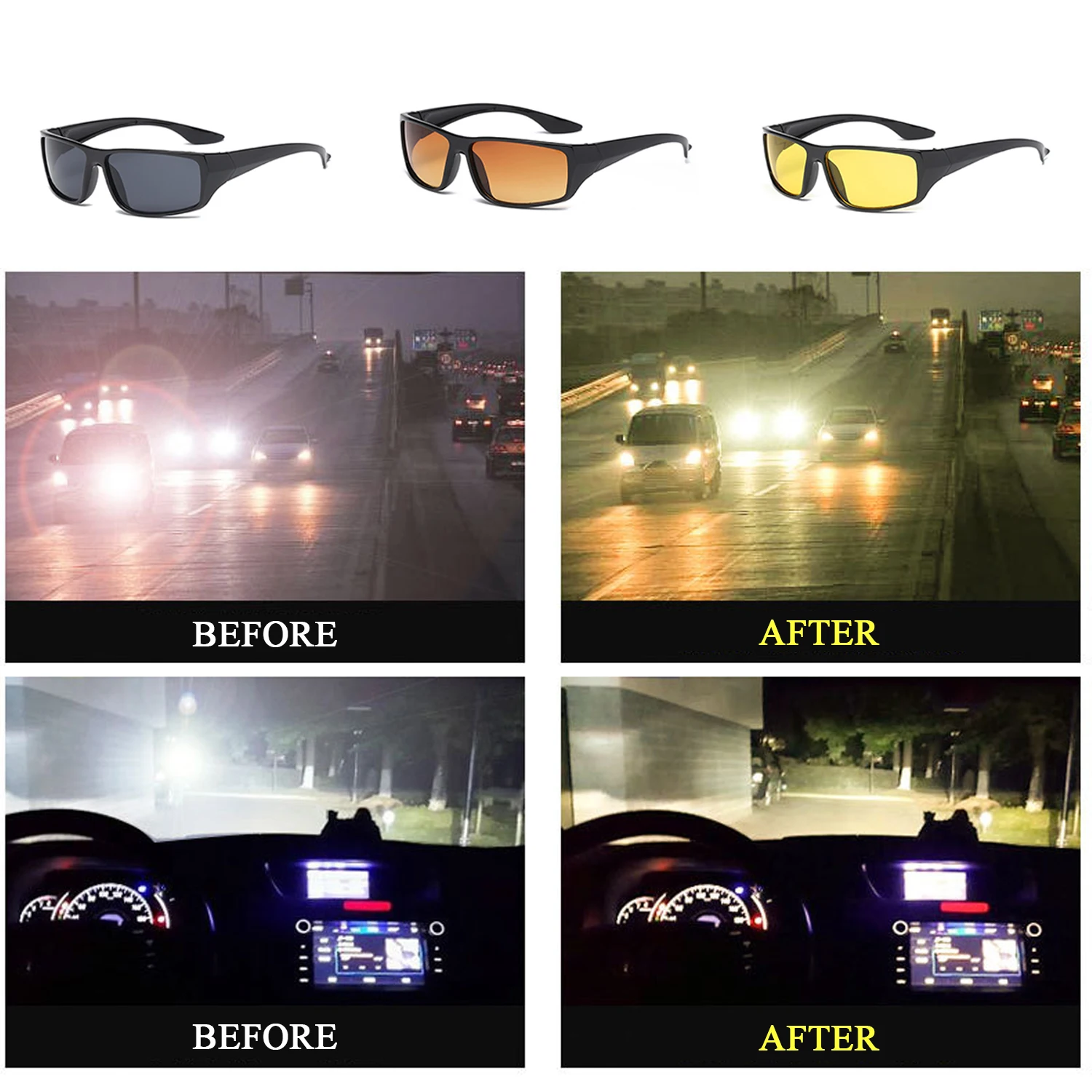 

Очки ночного видения для вождения, антибликовые очки для ночного вождения, для езды на велосипеде, меняющие цвет, солнцезащитные очки для во...