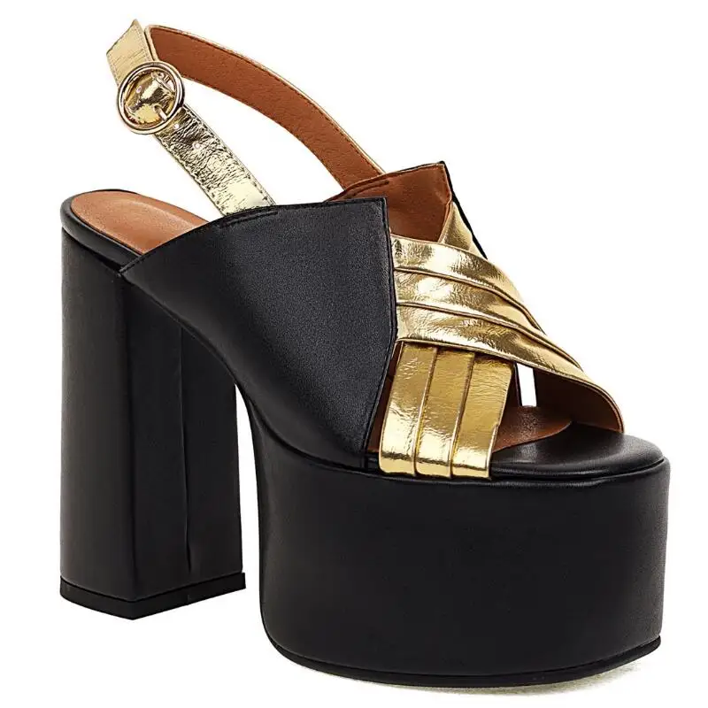 

2022 New Fashion Women's Sandals Summer Platform Bridals Wedding Party Thick High Heel Sexy Sling Back Peep Toe Shoes 15-CHC-25