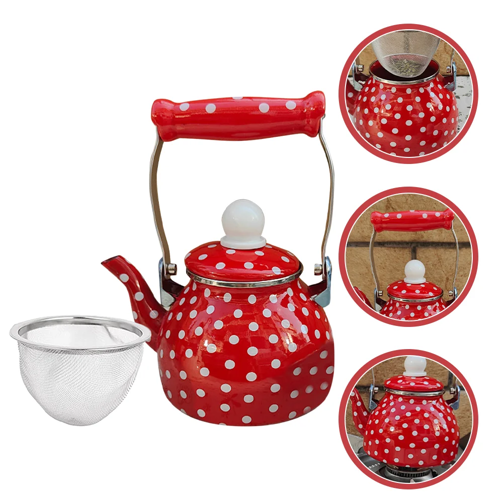 

Enamel Kettle Tea Supply Daily Use Coffee Metal Cafetiere Strainer Wear-resistant Stovetop Teapot