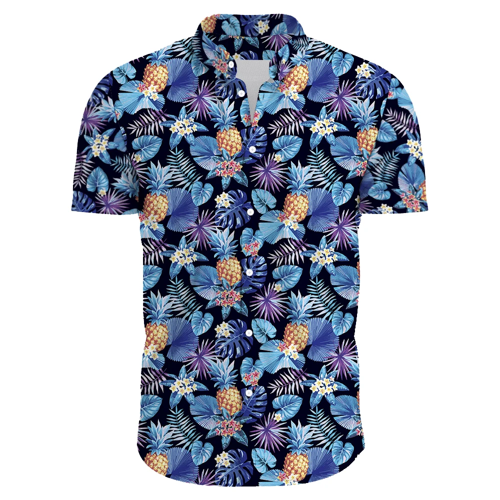 

high-end Print Shirt 2022 New Men's Hawaii Casual Shirts Streetwear Men's Clothing Cardigan High-End Short Sleeve Dress Shirt