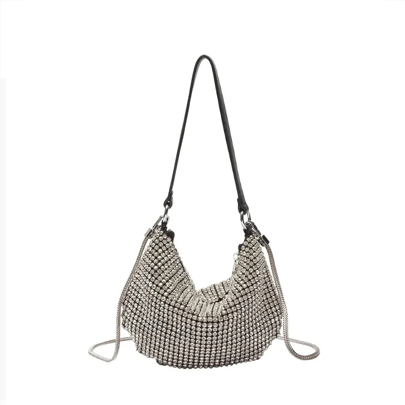 Rhinestone bag 2023 new fashionable leather, western style, senior sense, single shoulder, diagonal arm, diamond, full of diamon