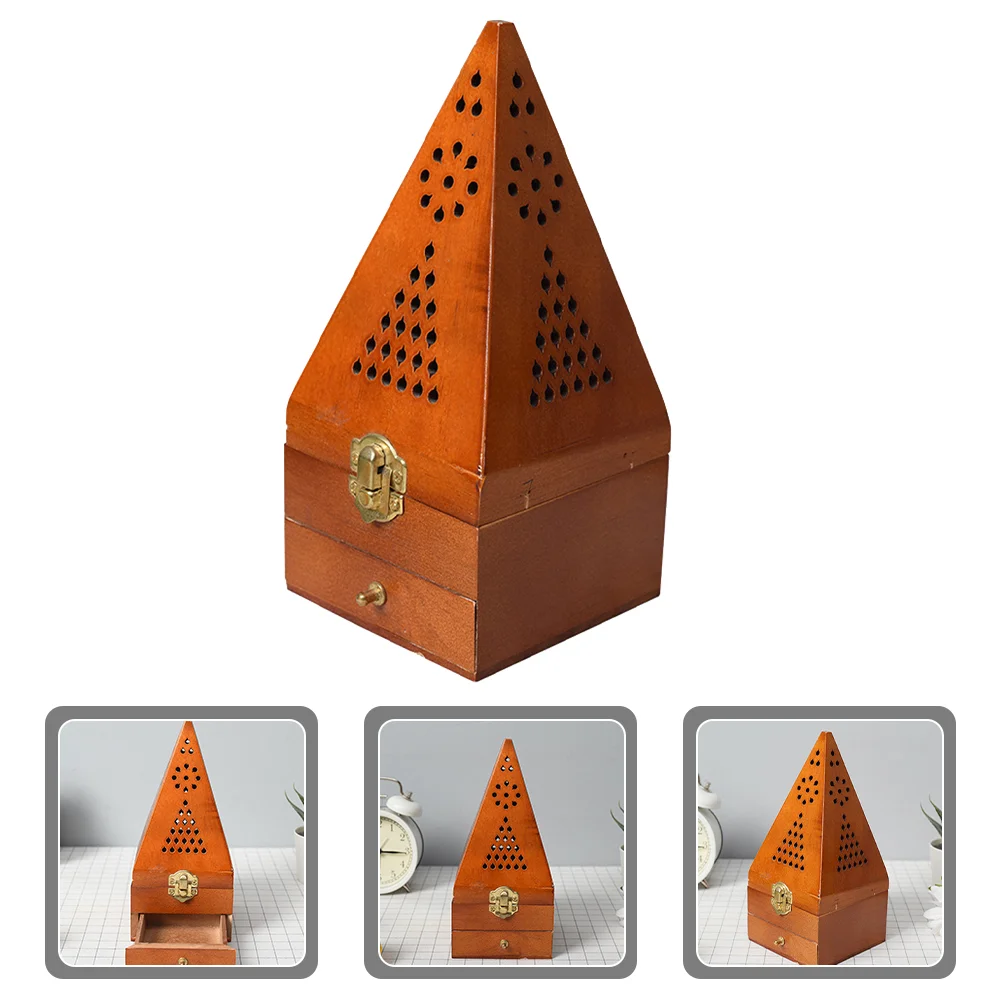 

Burner Cone Holder Wooden Pyramid Censer Wood Tray Insence Stand Ash Stick Temple Box Backflow Mabkhara Tea Woden Trays Light