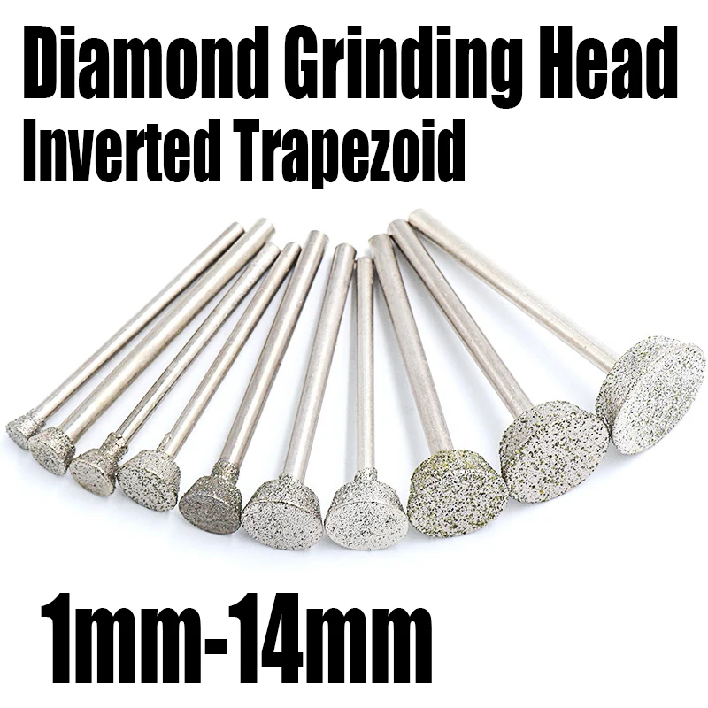 

1/5PCS 1-14mm Inverted Trapezoid Diamond Grinding Head E Grinding Bit Needle For Polishing Carving/Burr/Jade/Stone Abrasive Tool