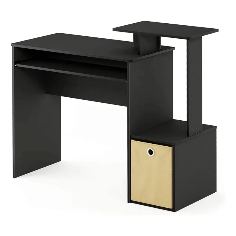 

Furinno Econ Multipurpose Home Office Computer Writing Desk with Bin, Black, Keyboard Trays, CPU Storage, Drawer