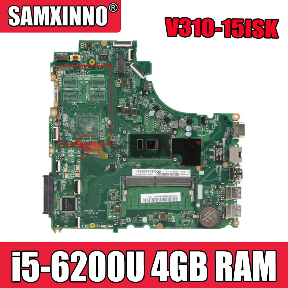 

Материнская плата для ноутбука Lenovo V310-15ISK/IKB V510-15IKB/ISK, материнская плата для ноутбука DA0LV6MB6F0, процессор, память 4 Гб, протестирована на 100%