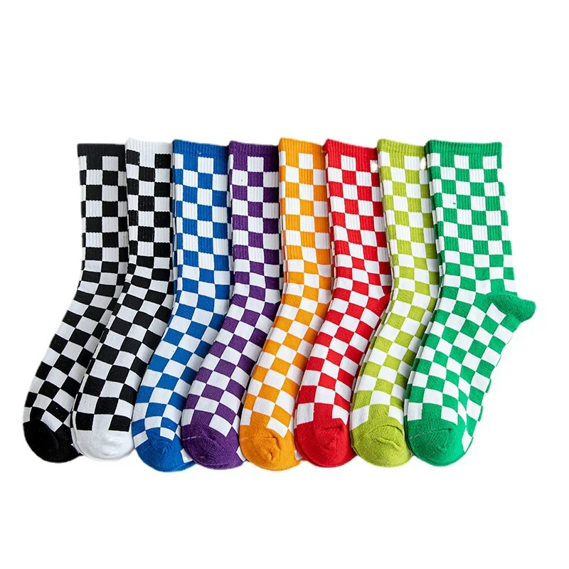 Autumn and winter socks Checkerboard socks women socks men socks japanese fashion boy socks girl socks Unisex Socks Middle Tube