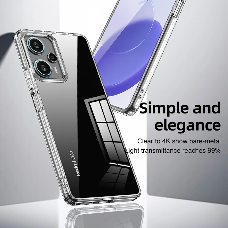 

For POCO F5 5G Case Crystal Clear Hard PC Shockproof Transparent Matte Anti-fingerprint Cover for Redmi Note 12 Turbo ケース