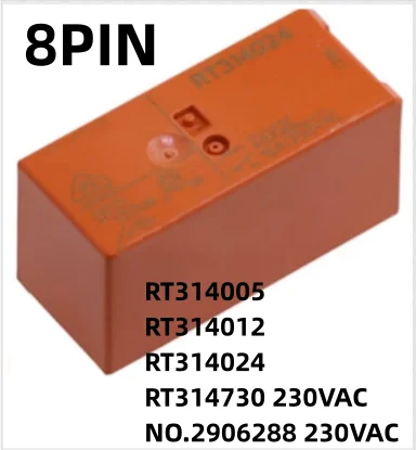 5 шт./партия, RT314012 12VDC RT314005 5V RT314024 24V RT314730 230VAC NO.2906288 230VAC 8PIN 16A