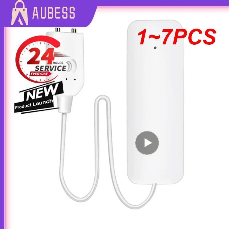 

Датчик утечки воды Tuya Zigbee, сигнализация, работает с Zigbee, 1-7 шт.
