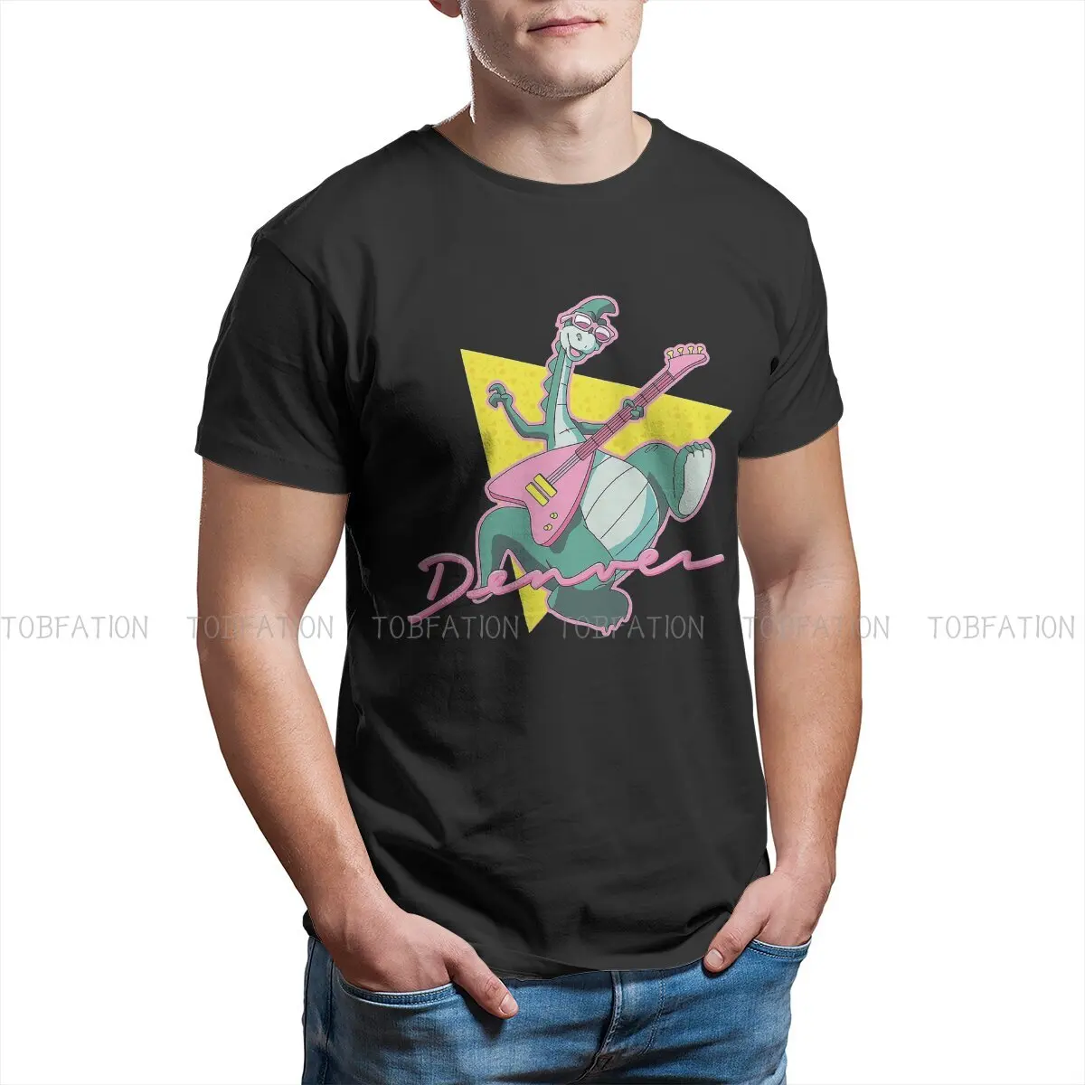 

The Last Dinosaur less Round Collar TShirt Dinosaur Polyester Basic T Shirt Men Tops New Design Big Sale