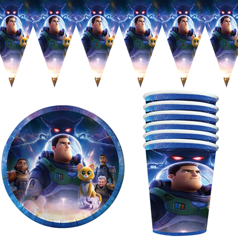 

60pcs/lot Toy Story Theme Tableware Set Birthday Party Plates Cups Dishes Flags Decorate Buzz Lightyear Hanging Banner