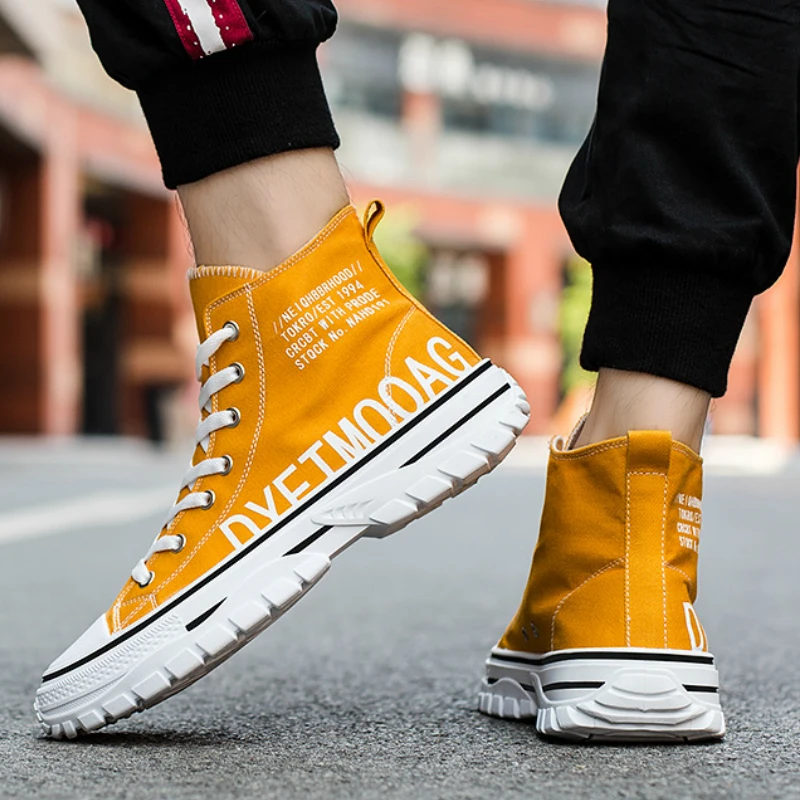 

Fashion Men's Sneakers Sports Canvas Shoes for Men Casual Flat Lace-up Solid Canvas Shoes Mens Shoes Daily Footwear