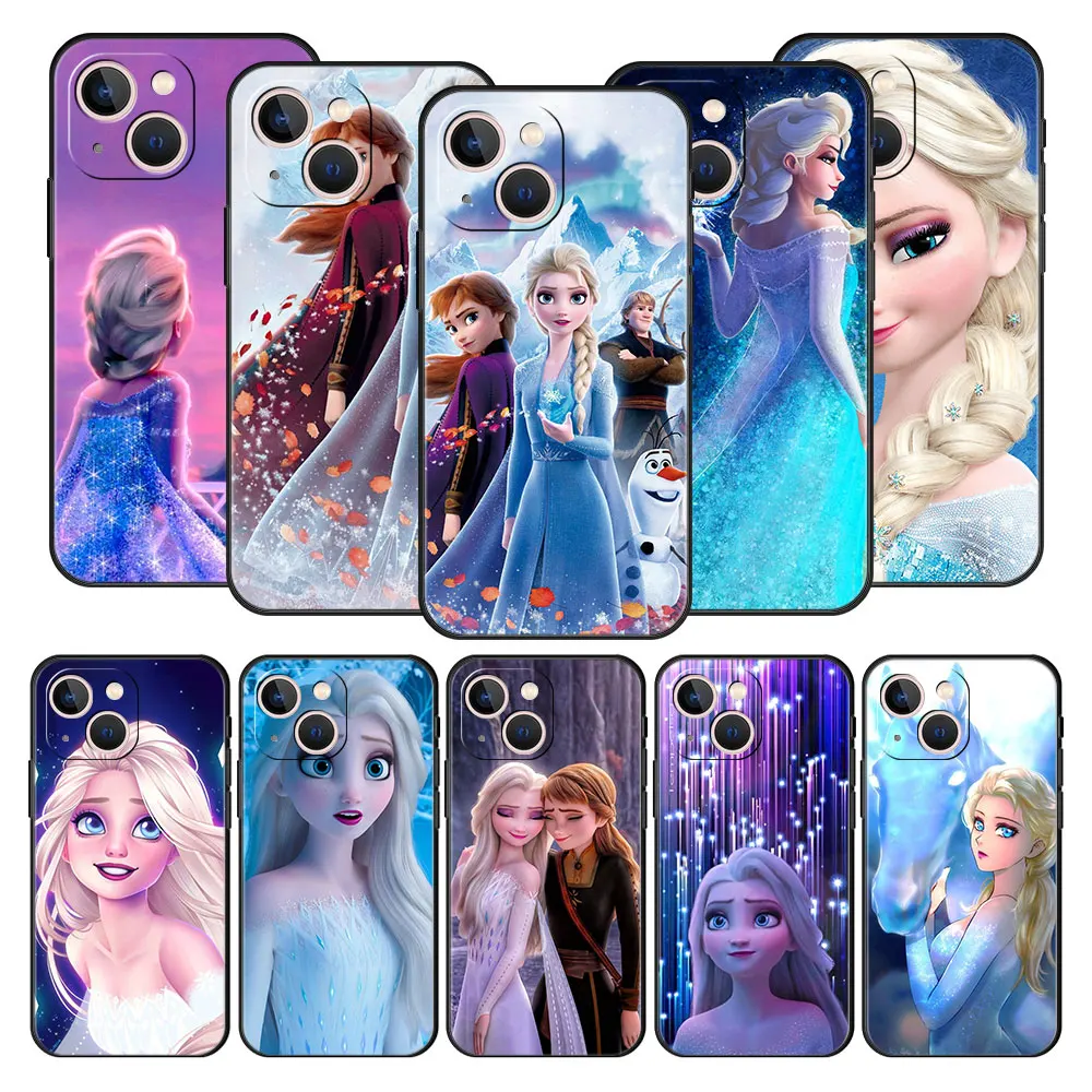 

Phone Case Cover for Oppo A53s F19 A53 A74 A93 A54 A16s A15s A31 Shockproof Original TPU Black Thin Style Disney Queen Elsa