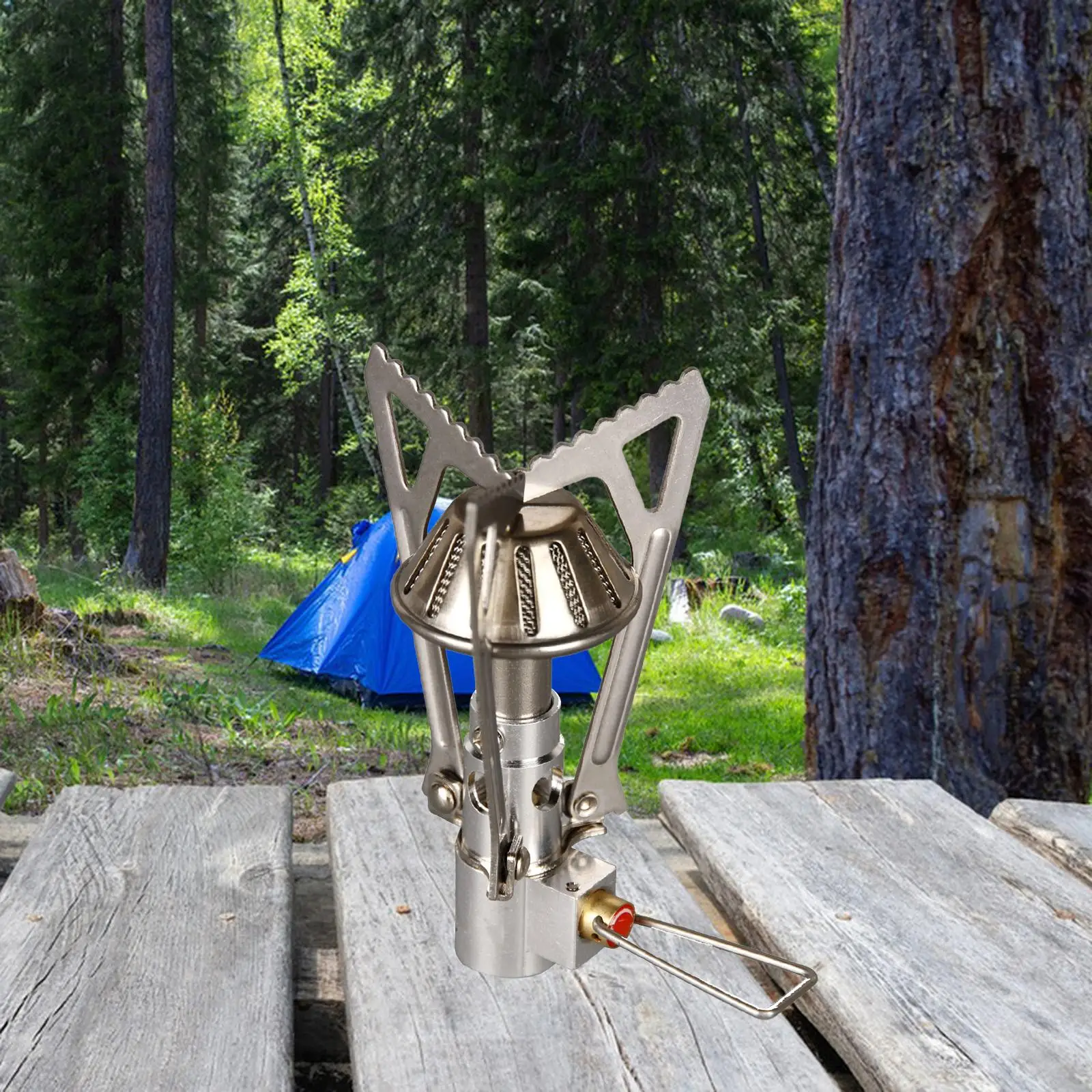 

Foldable Camping Gas Furnace Cooker Gear, Durable Windproof Mini Cookware,