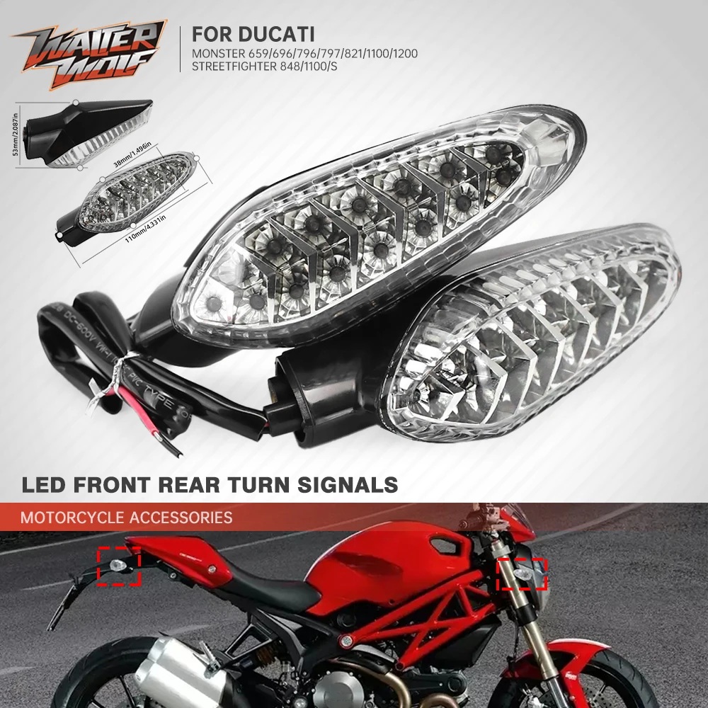

Motorcycle Front Rear Turn SIgnal Light For DUCATI MONSTER 696 796 797 821 1100 1200 Streetfighter 848 Indiactor Blinker Lamps