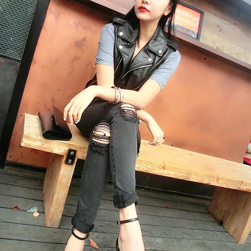 Women's suit collar short waistcoat leather 2023 spring and autumn new women's vest