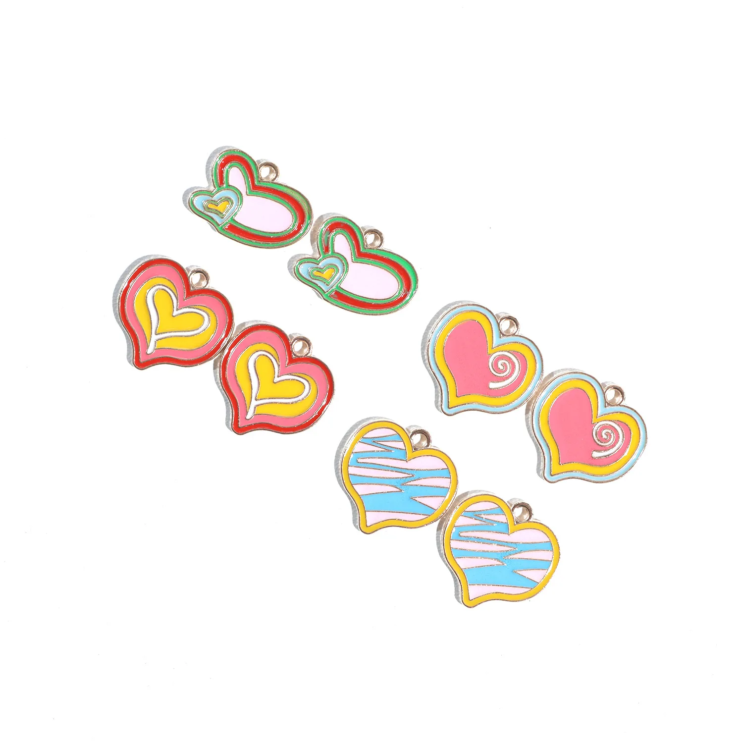 

10pcs New Heart-shaped Charm Pendants Alloy Metal Enamel Charms for DIY Jewelry Making Wholesale
