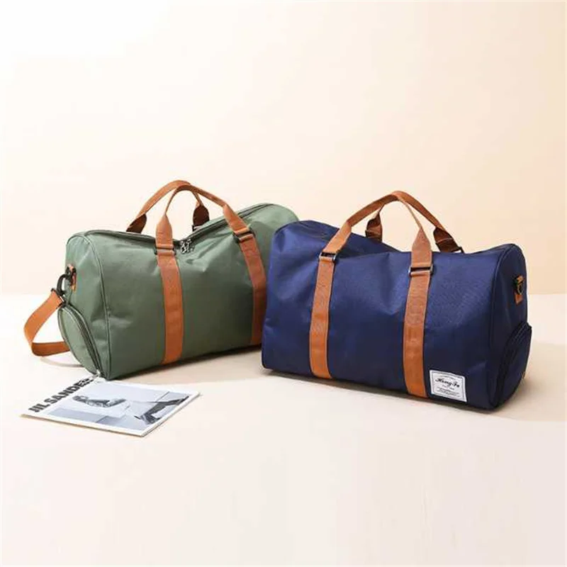 Outdoor Waterproof Nylon Sports Gym Bags Men Women Training Fitness Travel Handbag Yoga Mat Sport Bag With Shoes Compartment