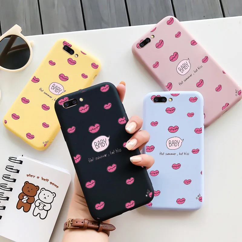 

Leaf Mouth Case For OPPO R7 R9 R9S R11 S X R15 R17 Pro Plus Silicone Shell Candy Colors Protection Personality For OPPO R15X