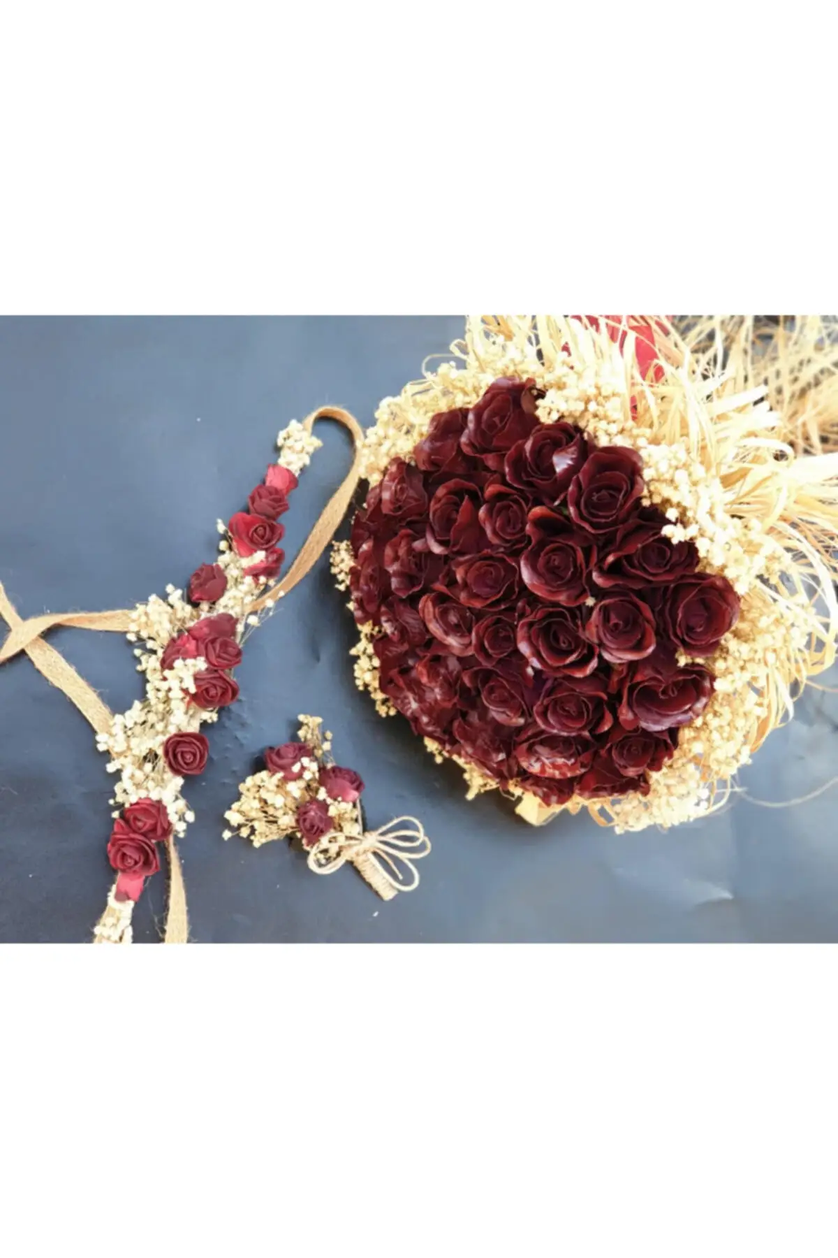 

Bridal Accessories Claret Red Roses And Cipso Details Bridesmaid Set Wedding Handmade For Bride And Bridesmaids