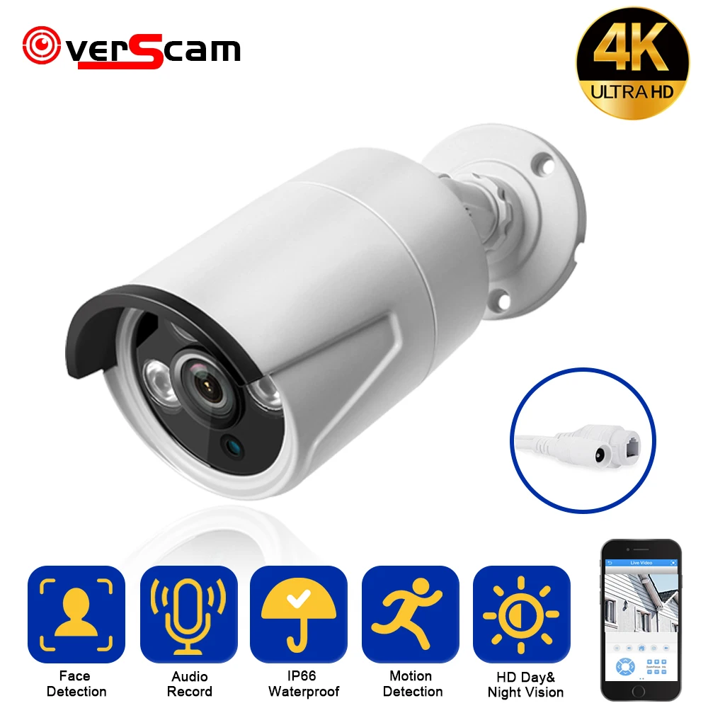 

4k POE IP Camera 8.0MP Waterproof IP66 indoor Outdoor home security video surveillance Bullet H.265 CCTV Camera