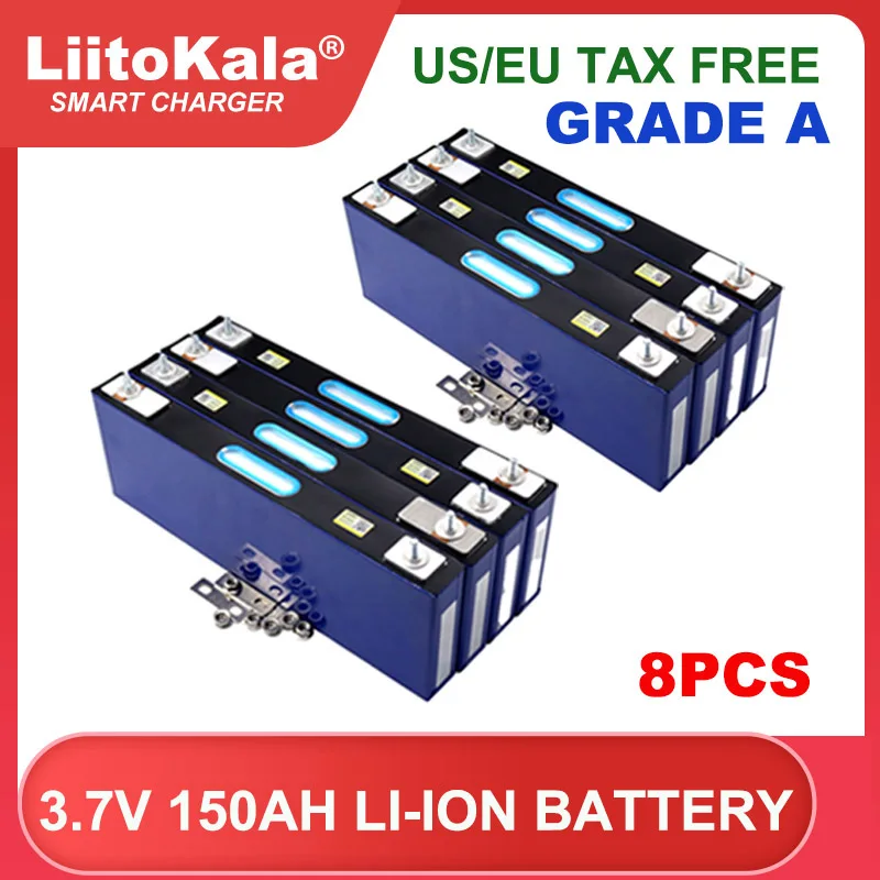 

8PCS Liitokala New 3.7V 150Ah Lithium Battery Power Cell For 12V 24V Electric Vehicle Off-grid Solar Wind Large Single Tax Free