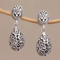 creative flower pattern hollow drop dangle earrings beach accessories contemporary metalwork romantic floral pattern earrings