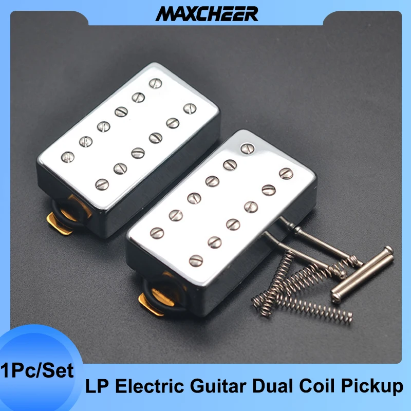 

Brass Cover Humbucker Double Coil 12 Hole Humbucker High Output Neck 7.5K/ Bridge 15K Coil Splitting for LP Guitar Black Chrome
