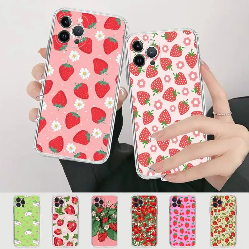 

Summer Fruit Strawberry Phone Case Silicone Soft for iphone 14 13 12 11 Pro Mini XS MAX 8 7 6 Plus X XS XR Cover