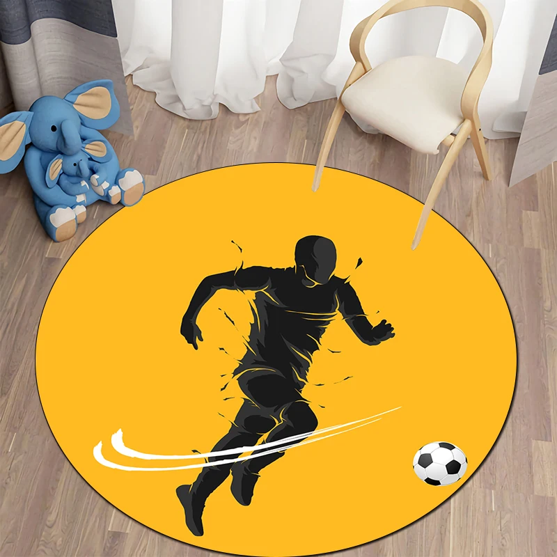 

Football Silhouette Round Carpet for Living Room for Children Floor Circle Rug Yoga Mat Bedroom Esports Chair Mat Dropshipping