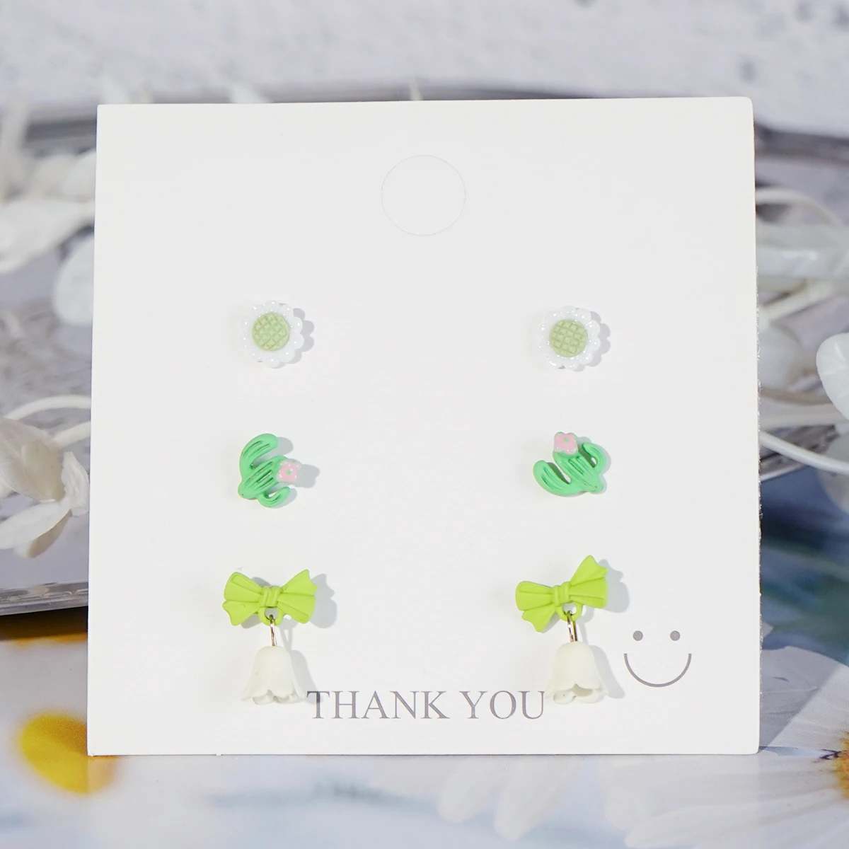 3 пары милых крошечных серег-гвоздиков набор цветочных сердечек посеребренная